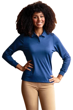 Women's Omega Long Sleeve Solid Mesh Tech Polo -Jiffyshirts Sales Store 1cb09109bbda58