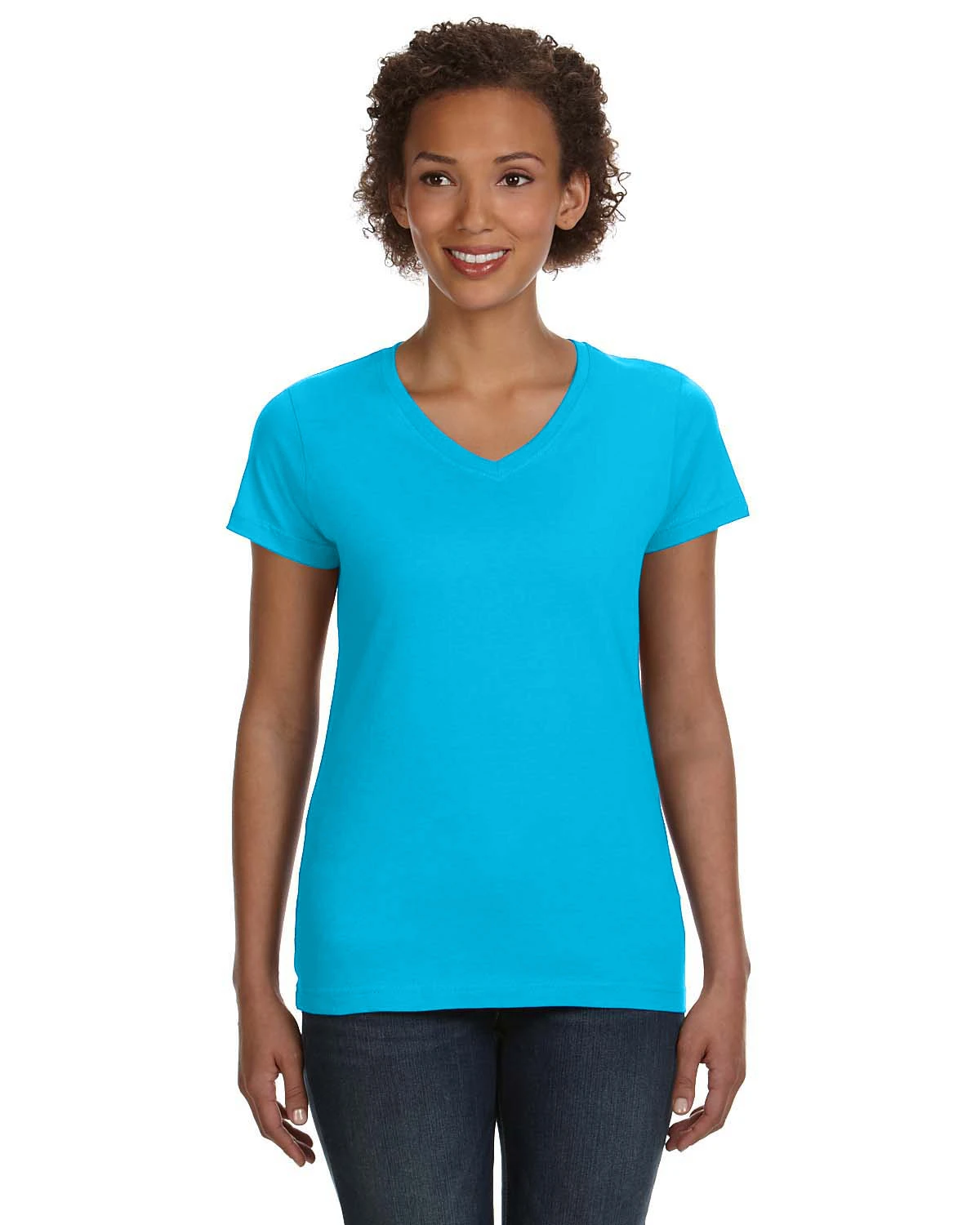 Ladies' V-Neck Fine Jersey T-Shirt 20 Ladies' V-Neck Fine Jersey T-Shirt - Image 18