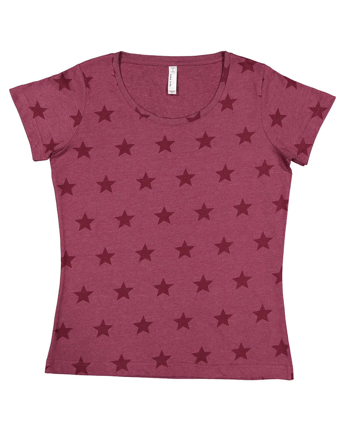 Women's Star Print Scoop Neck T-Shirt 8 Women's Star Print Scoop Neck T-Shirt - Image 6