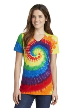 Ladies Tie-Dye V-Neck Tee -Jiffyshirts Sales Store 2019ee731a0bc9