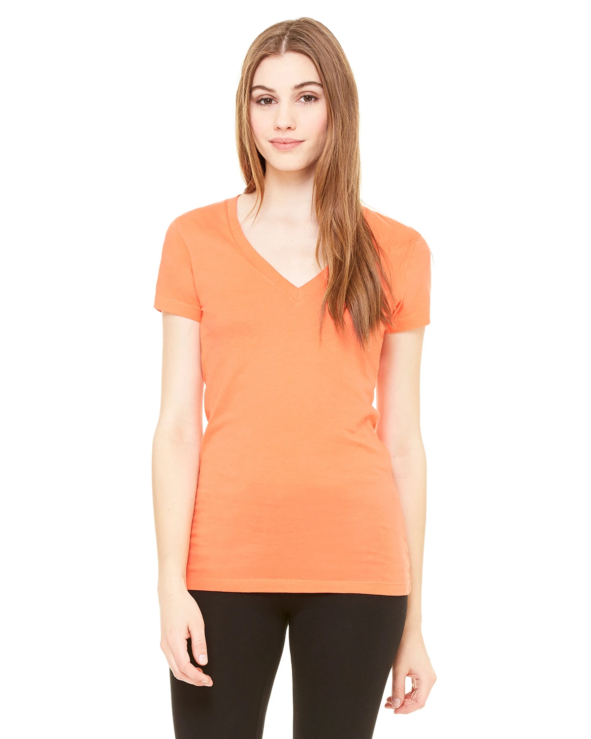 Ladies' Jersey Short-Sleeve Deep V-Neck T-Shirt 18 Ladies' Jersey Short-Sleeve Deep V-Neck T-Shirt - Image 16