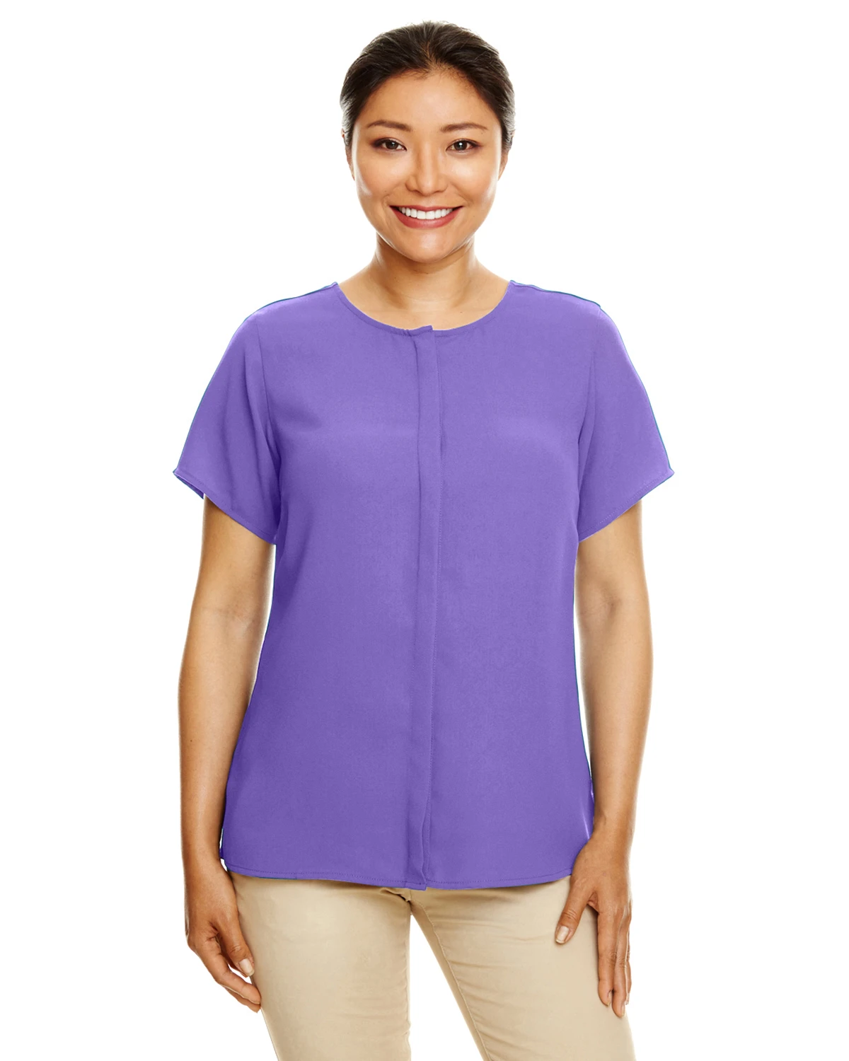 Ladies' Perfect Fit™ Short-Sleeve Crepe Blouse 11 Ladies' Perfect Fit™ Short-Sleeve Crepe Blouse - Image 9