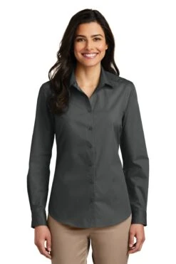 Ladies Long Sleeve Carefree Poplin Shirt -Jiffyshirts Sales Store 22f52fc42eab29