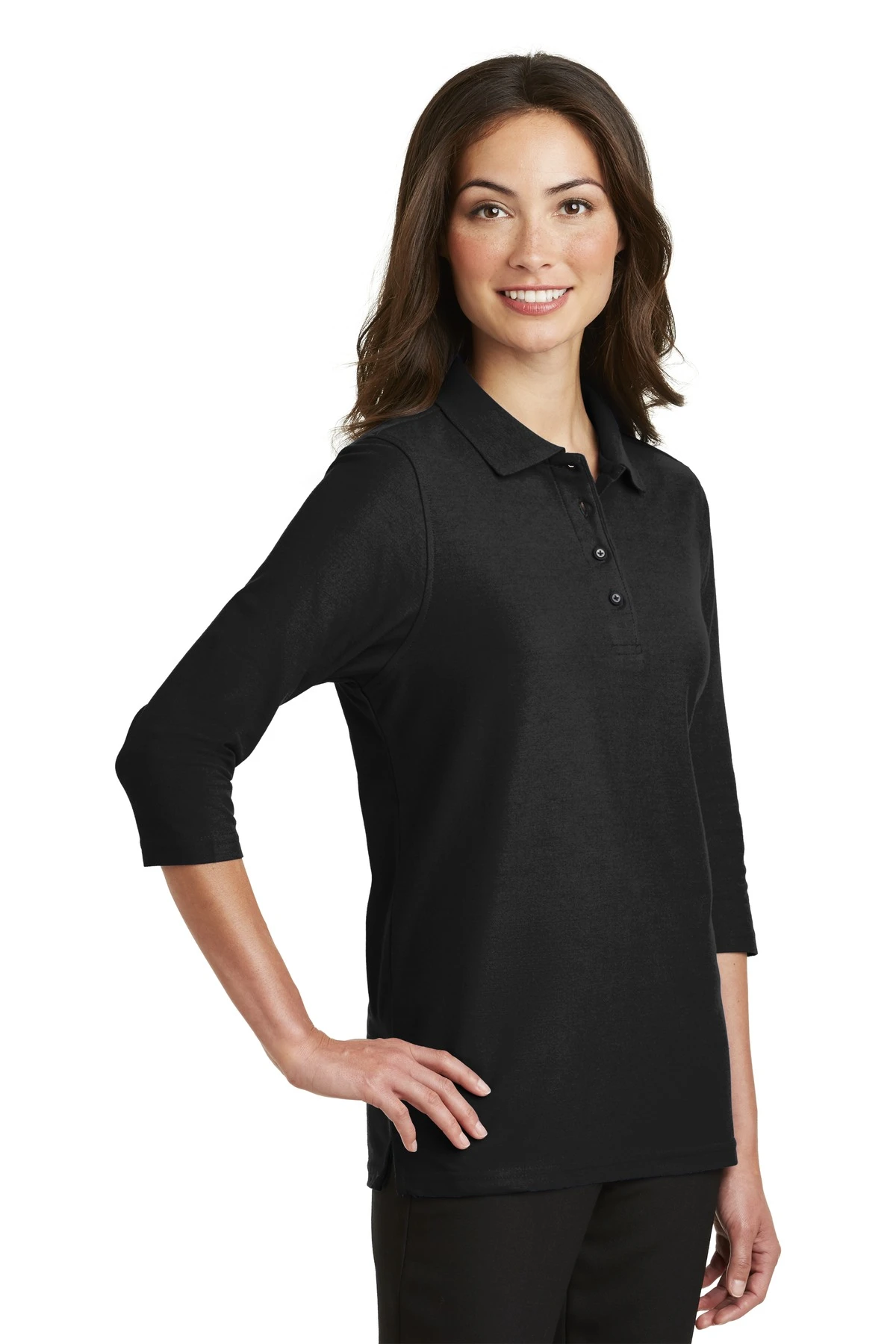 Ladies Silk Touch 3/4-Sleeve Polo 5 Ladies Silk Touch 3/4-Sleeve Polo - Image 3