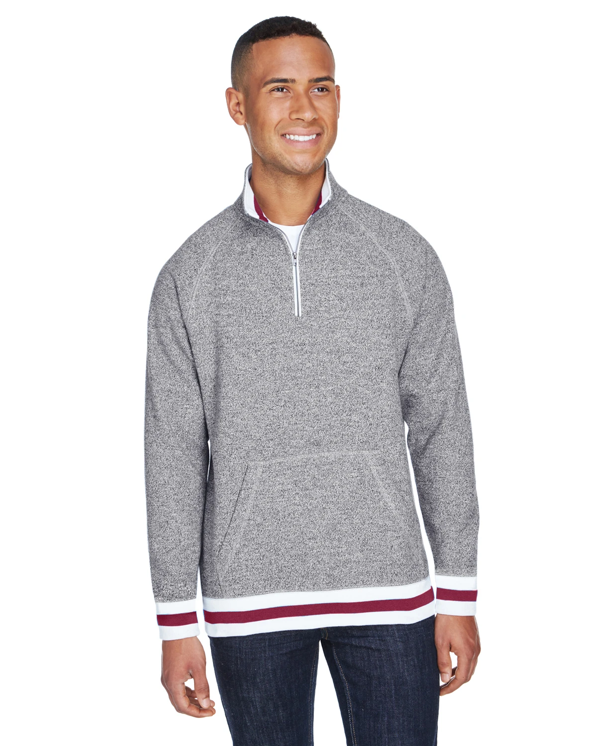 Adult Unisex Peppered Fleece Quarter-Zip 6 Adult Unisex Peppered Fleece Quarter-Zip - Image 4