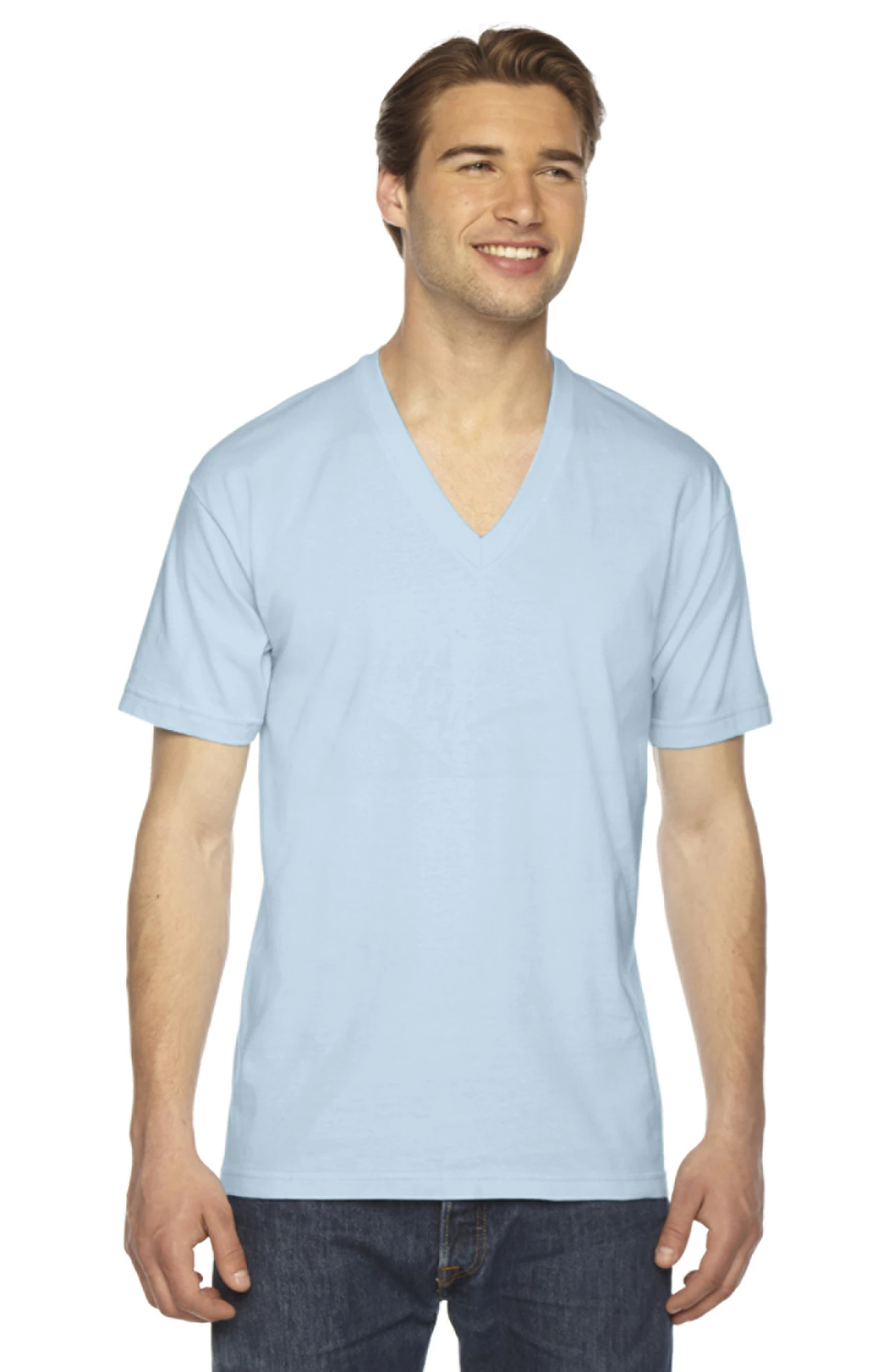 Unisex USA Made Fine Jersey Short-Sleeve V-Neck T-Shirt 16 Unisex USA Made Fine Jersey Short-Sleeve V-Neck T-Shirt - Image 14