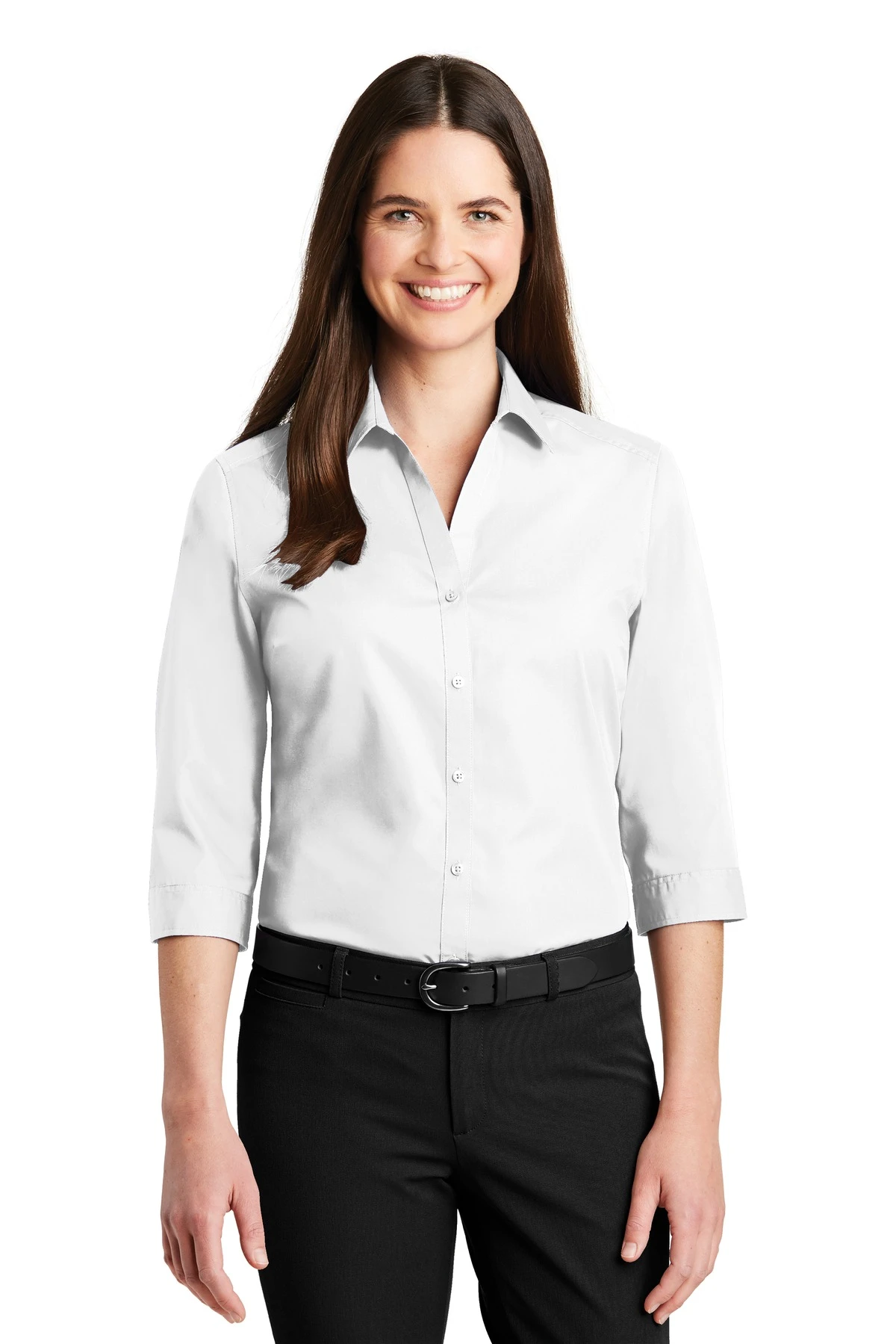 Ladies 3/4-Sleeve Carefree Poplin Shirt 7 Ladies 3/4-Sleeve Carefree Poplin Shirt - Image 5