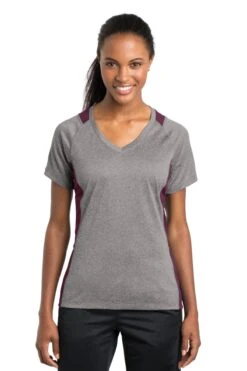 Ladies Heather Colorblock Contender V-Neck Tee 25 Ladies Heather Colorblock Contender V-Neck Tee -Jiffyshirts Sales Store 2756703abba127