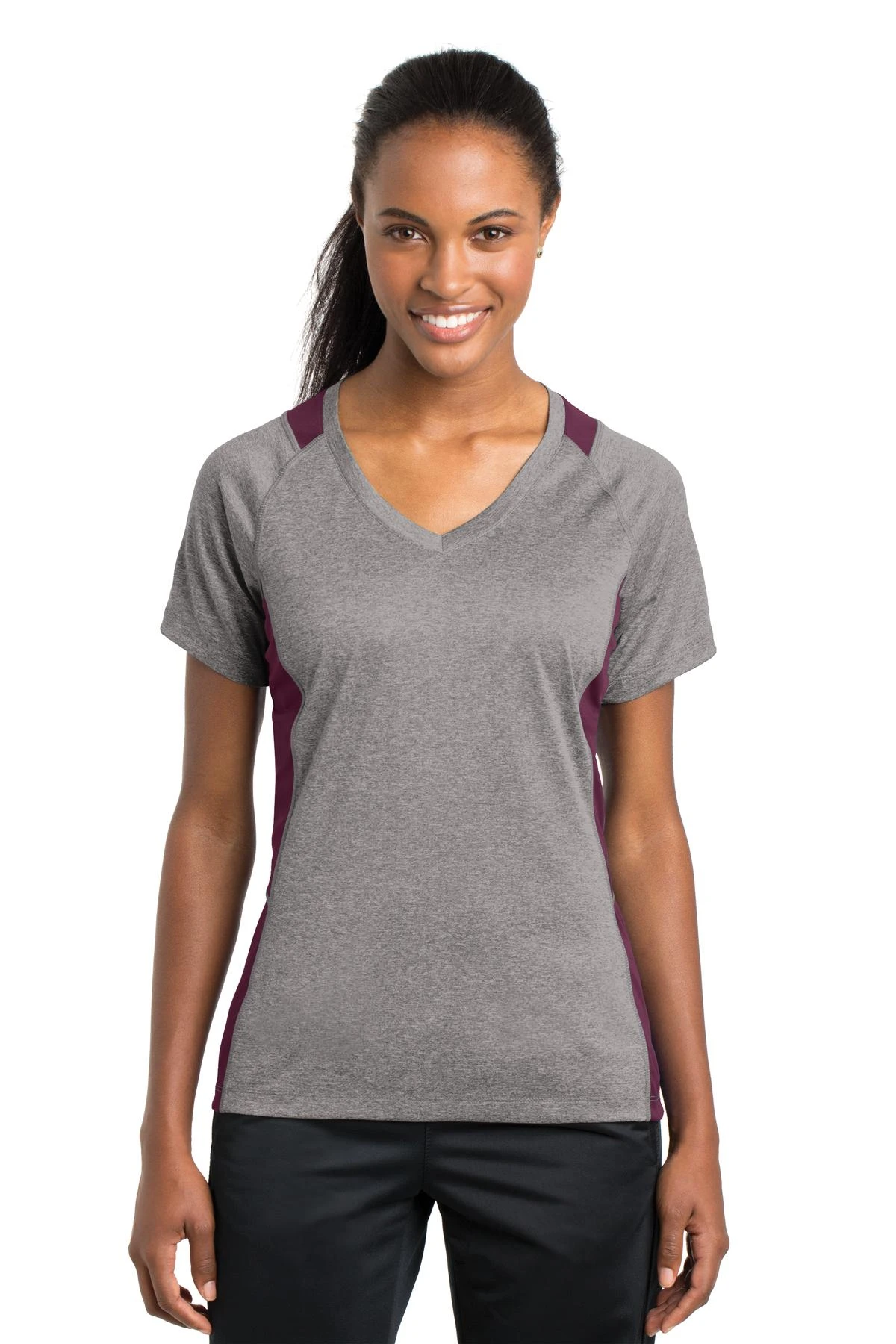 Ladies Heather Colorblock Contender V-Neck Tee 11 Ladies Heather Colorblock Contender V-Neck Tee - Image 9