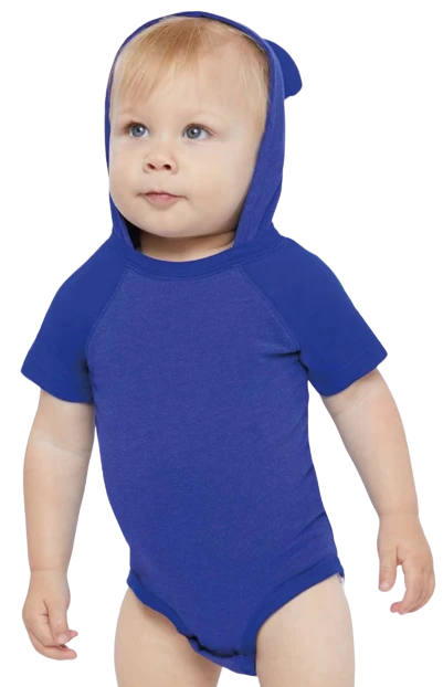 Fine Jersey Infant Short Sleeve Raglan Bodysuit With Hood & Ears 11 Fine Jersey Infant Short Sleeve Raglan Bodysuit With Hood & Ears - Image 9