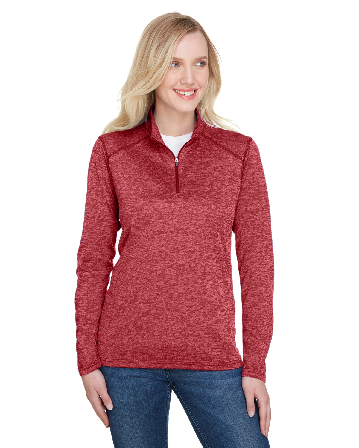 Ladies' Tonal Space-Dye Quarter-Zip 6 Ladies' Tonal Space-Dye Quarter-Zip - Image 4