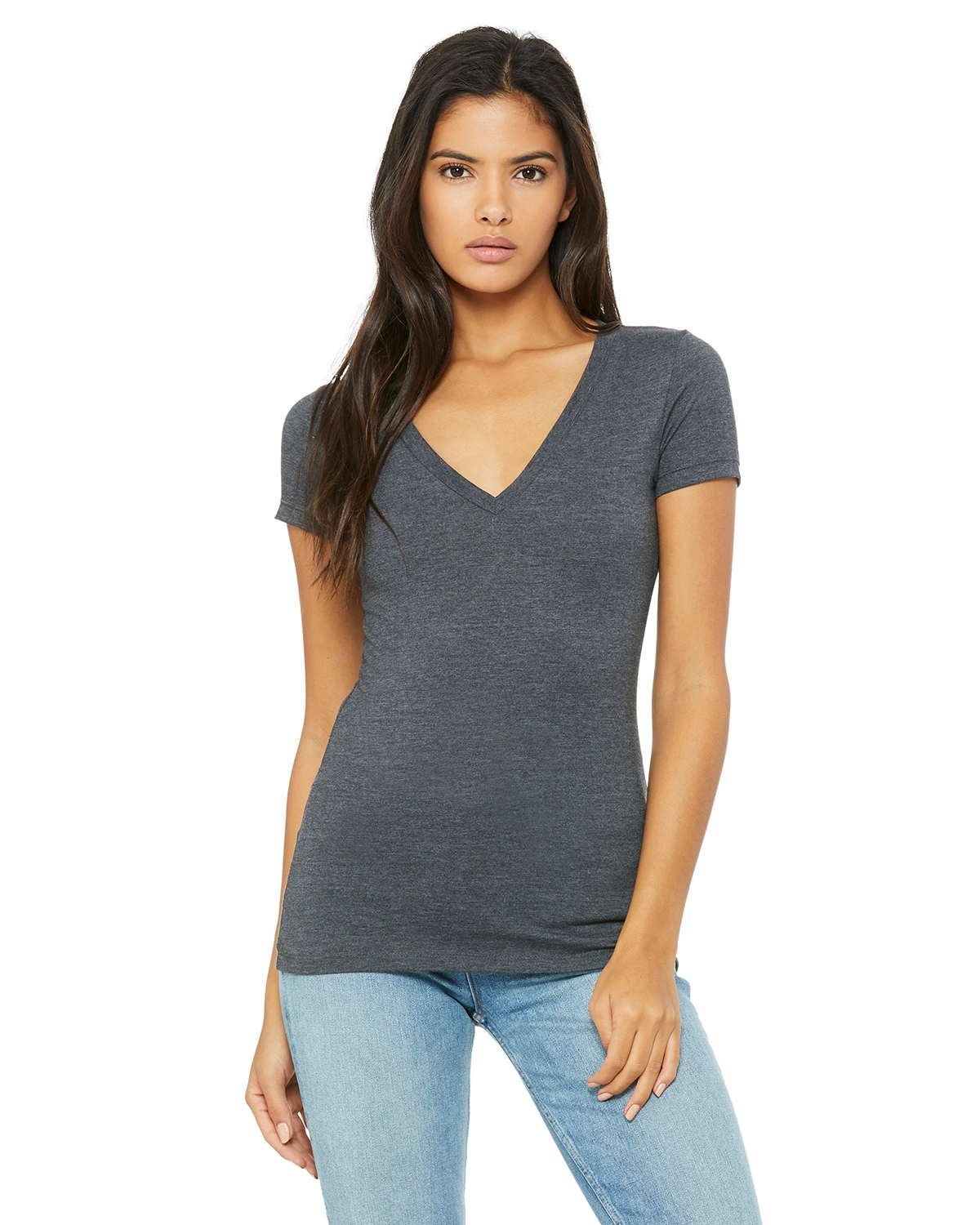 Ladies' Jersey Short-Sleeve Deep V-Neck T-Shirt 14 Ladies' Jersey Short-Sleeve Deep V-Neck T-Shirt - Image 12