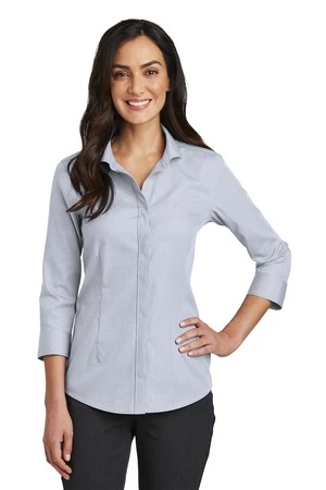 Ladies 3/4-Sleeve Nailhead Non-Iron Shirt 8 Ladies 3/4-Sleeve Nailhead Non-Iron Shirt - Image 6