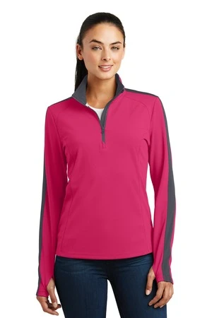 Ladies Sport-Wick Textured Colorblock 1/4-Zip Pullover 3 Ladies Sport-Wick Textured Colorblock 1/4-Zip Pullover