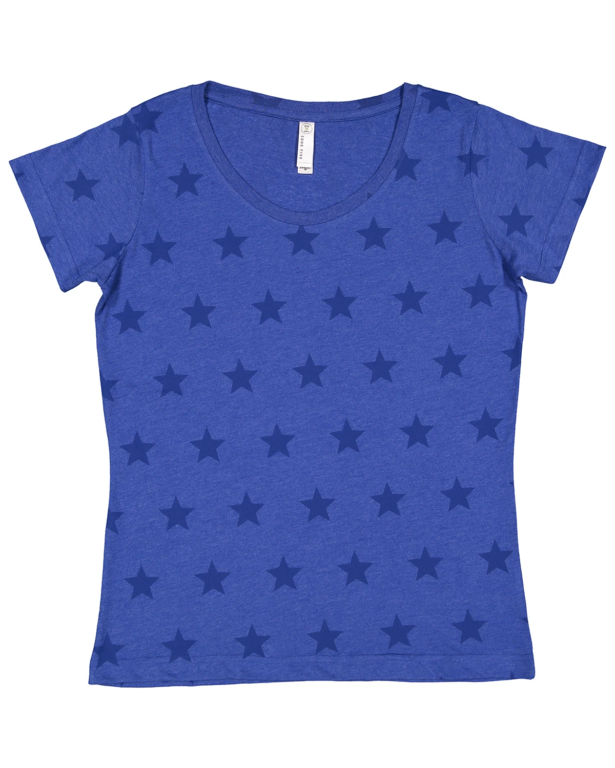 Women's Star Print Scoop Neck T-Shirt 11 Women's Star Print Scoop Neck T-Shirt - Image 9