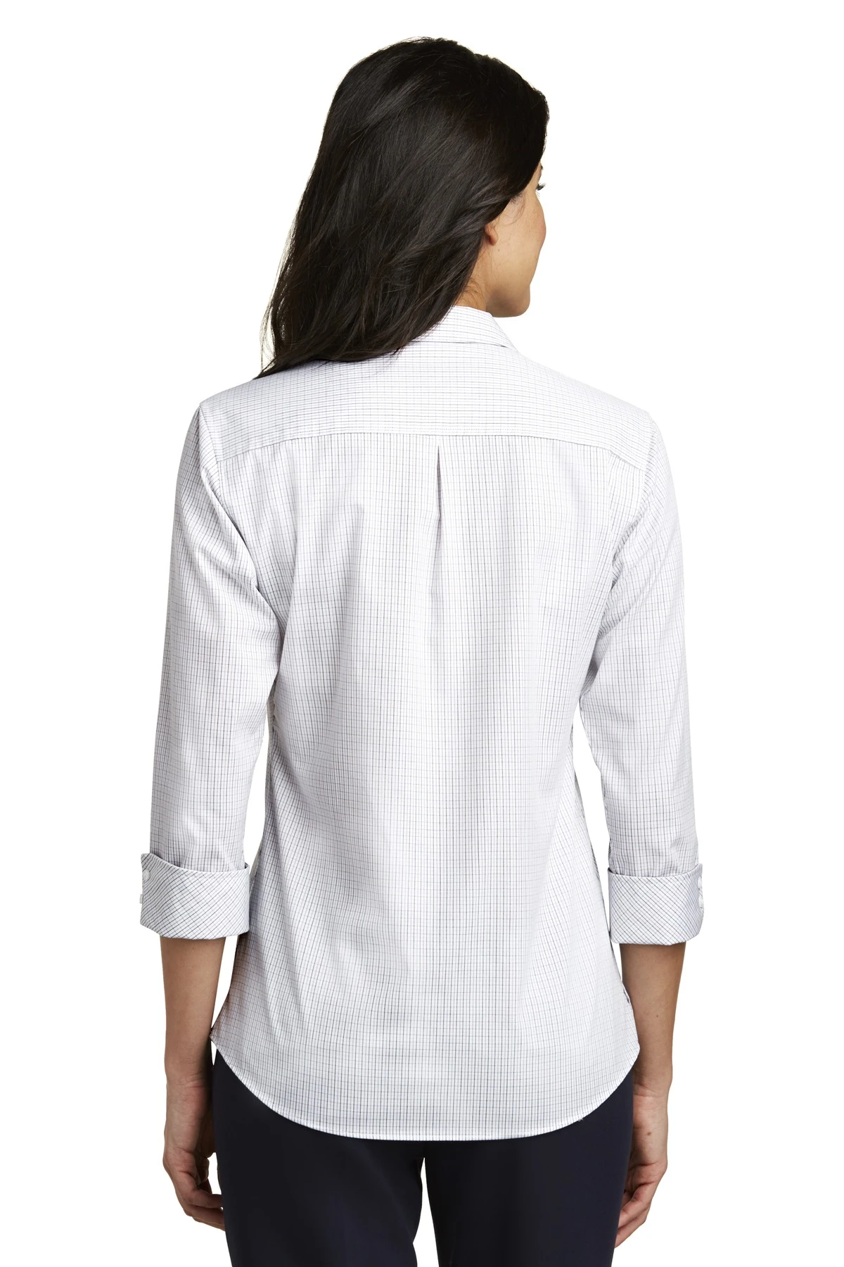 Ladies 3/4-Sleeve Micro Tattersall Easy Care Shirt 4 Ladies 3/4-Sleeve Micro Tattersall Easy Care Shirt - Image 2