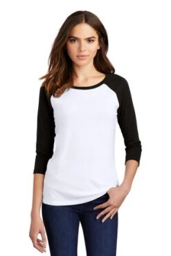 District Ladies' Perfect Tri 3/4-Sleeve Raglan -Jiffyshirts Sales Store 2c83edd8434994