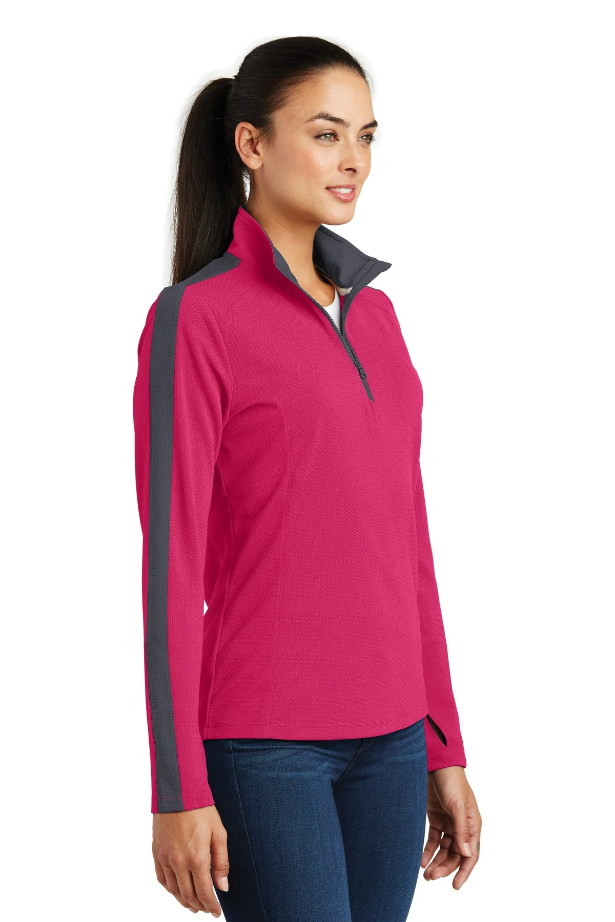 Ladies Sport-Wick Textured Colorblock 1/4-Zip Pullover 4 Ladies Sport-Wick Textured Colorblock 1/4-Zip Pullover - Image 2