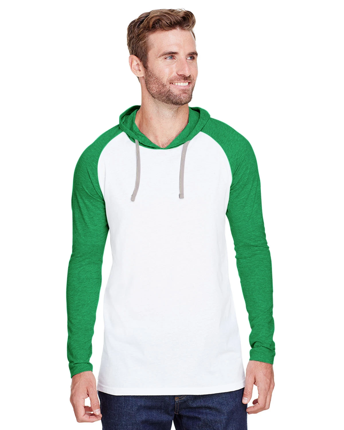 Men's Hooded Raglan Long Sleeve Fine Jersey T-Shirt 7 Men's Hooded Raglan Long Sleeve Fine Jersey T-Shirt - Image 5