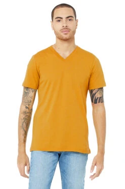 Unisex Jersey Short-Sleeve V-Neck T-Shirt 34 Unisex Jersey Short-Sleeve V-Neck T-Shirt -Jiffyshirts Sales Store 3005 Mustard 1