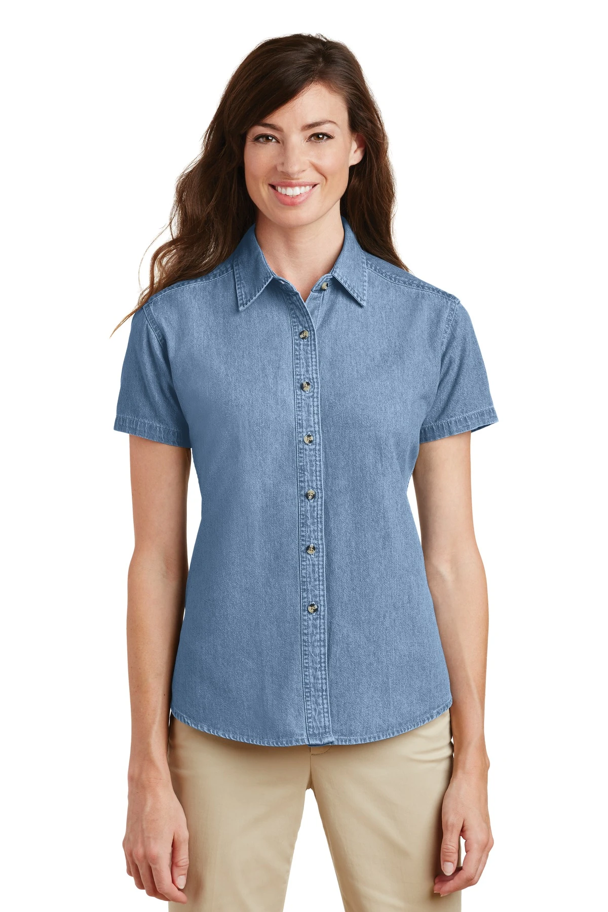 Ladies Short Sleeve Value Denim Shirt 8 Ladies Short Sleeve Value Denim Shirt - Image 6
