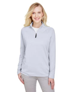 CrownLux Performance™ Ladies' Clubhouse Micro-Stripe Quarter-Zip