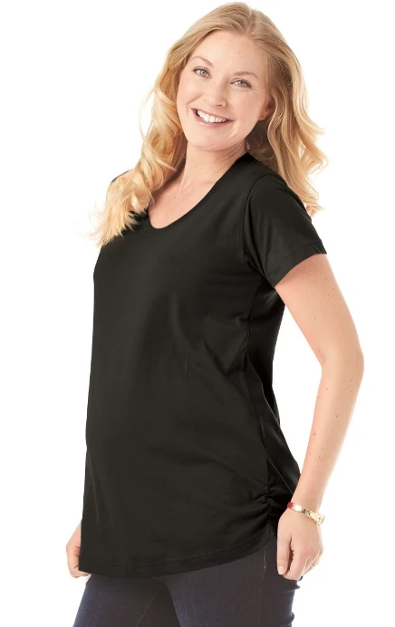 Ladies' Maternity Scoop Neck Fine Jersey T-Shirt 3 Ladies' Maternity Scoop Neck Fine Jersey T-Shirt