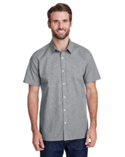 Mens Microcheck Gingham Short-Sleeve Cotton Shirt