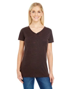 Ladies' Cross Dye Short-Sleeve V-Neck T-Shirt