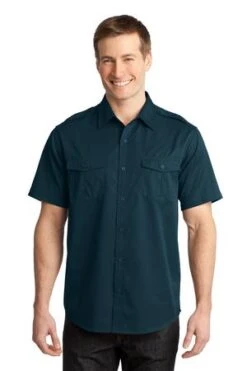 Stain-Release Short Sleeve Twill Shirt -Jiffyshirts Sales Store 3be0d486983c8a