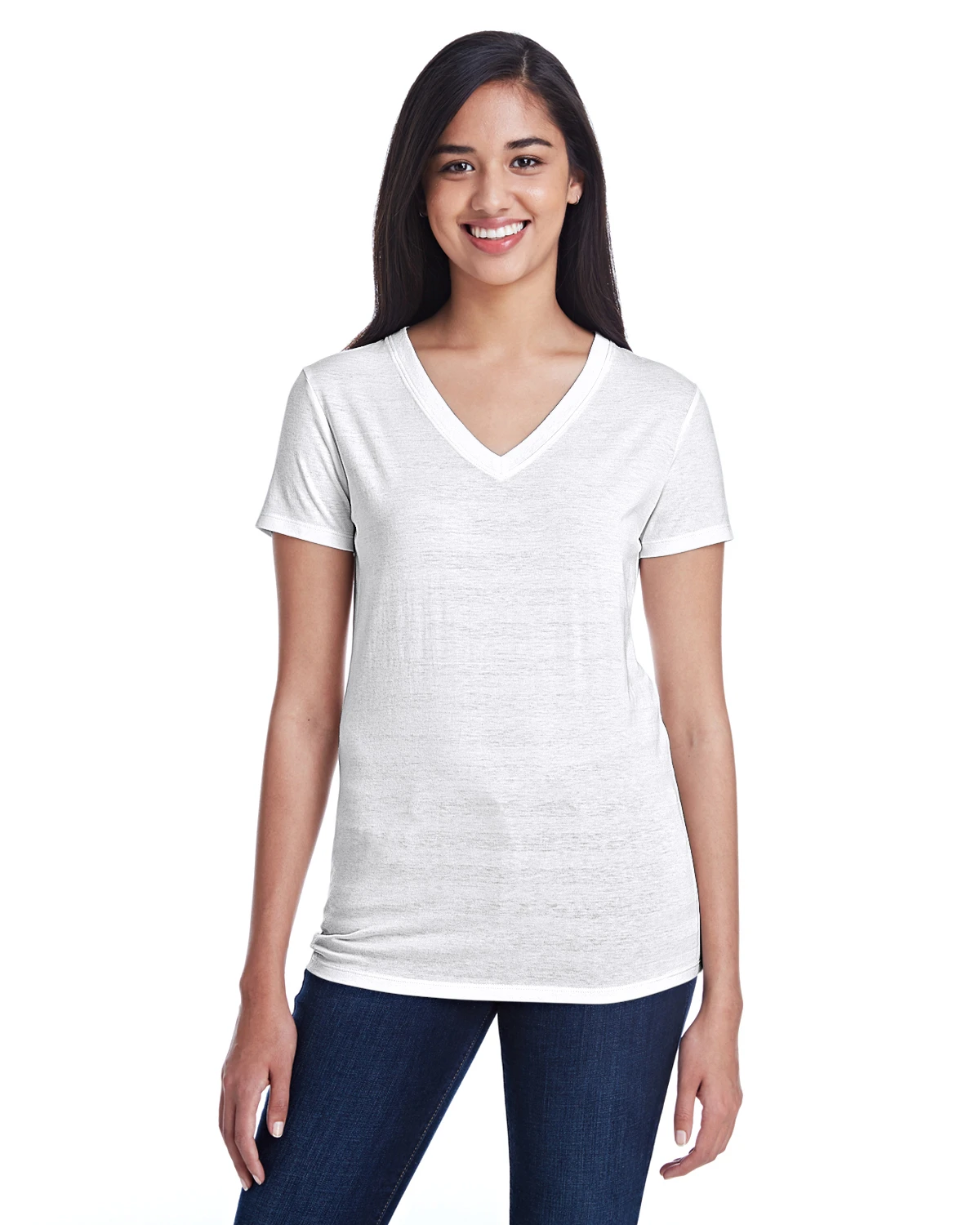 Ladies' Invisible Stripe V-Neck T-Shirt 3 Ladies' Invisible Stripe V-Neck T-Shirt