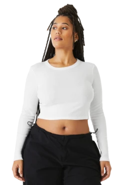 Ladies' Micro Ribbed Long Sleeve Baby Tee