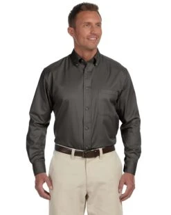 Men's Tall Easy Blend™ Long-Sleeve Twill Shirt With Stain-Release -Jiffyshirts Sales Store 45c003a524fb18