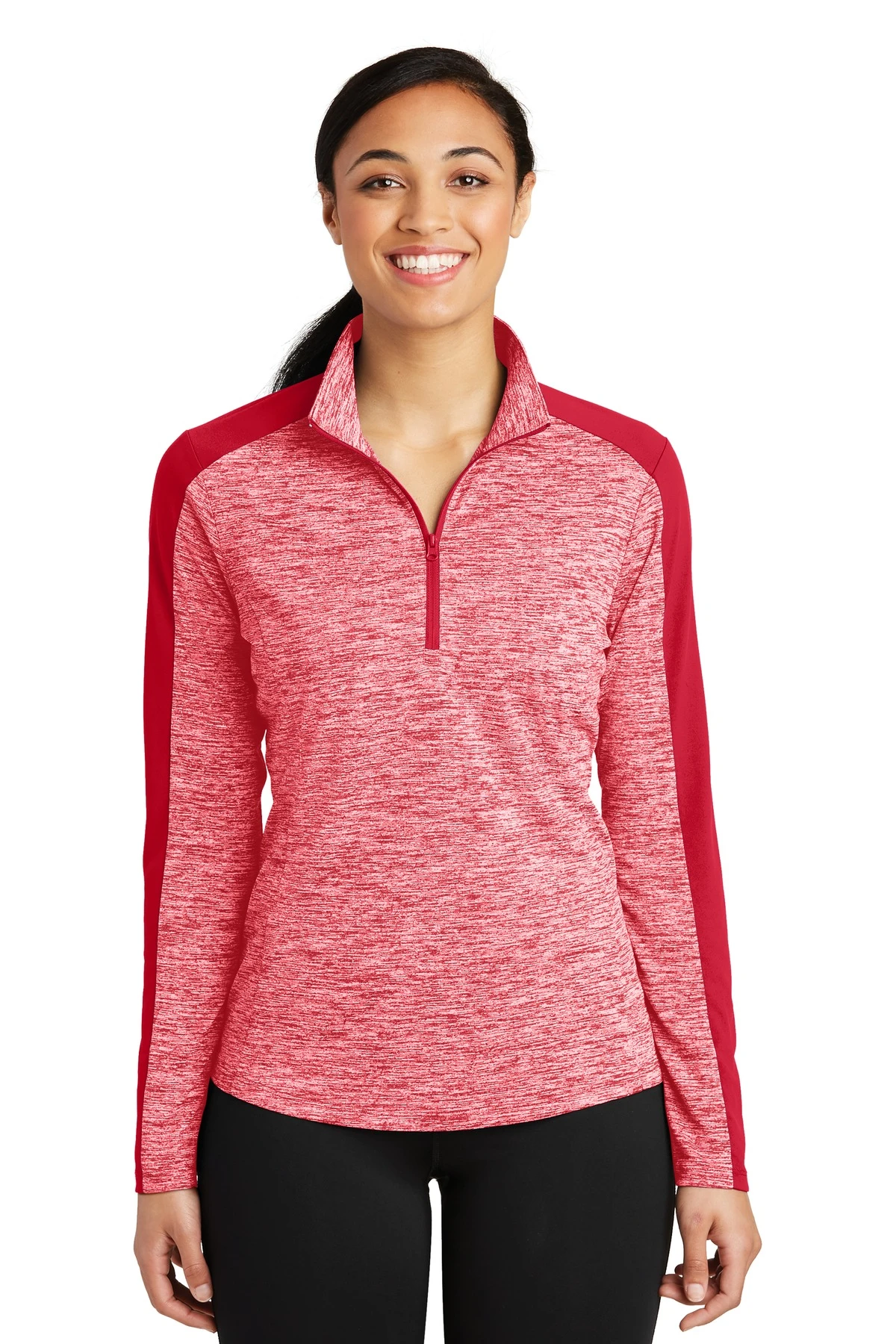 Ladies PosiCharge Electric Heather Colorblock 1/4-Zip Pullover 8 Ladies PosiCharge Electric Heather Colorblock 1/4-Zip Pullover - Image 6