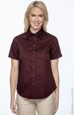 Ladies' Easy Blend™ Short-Sleeve Twill Shirt With Stain-Release