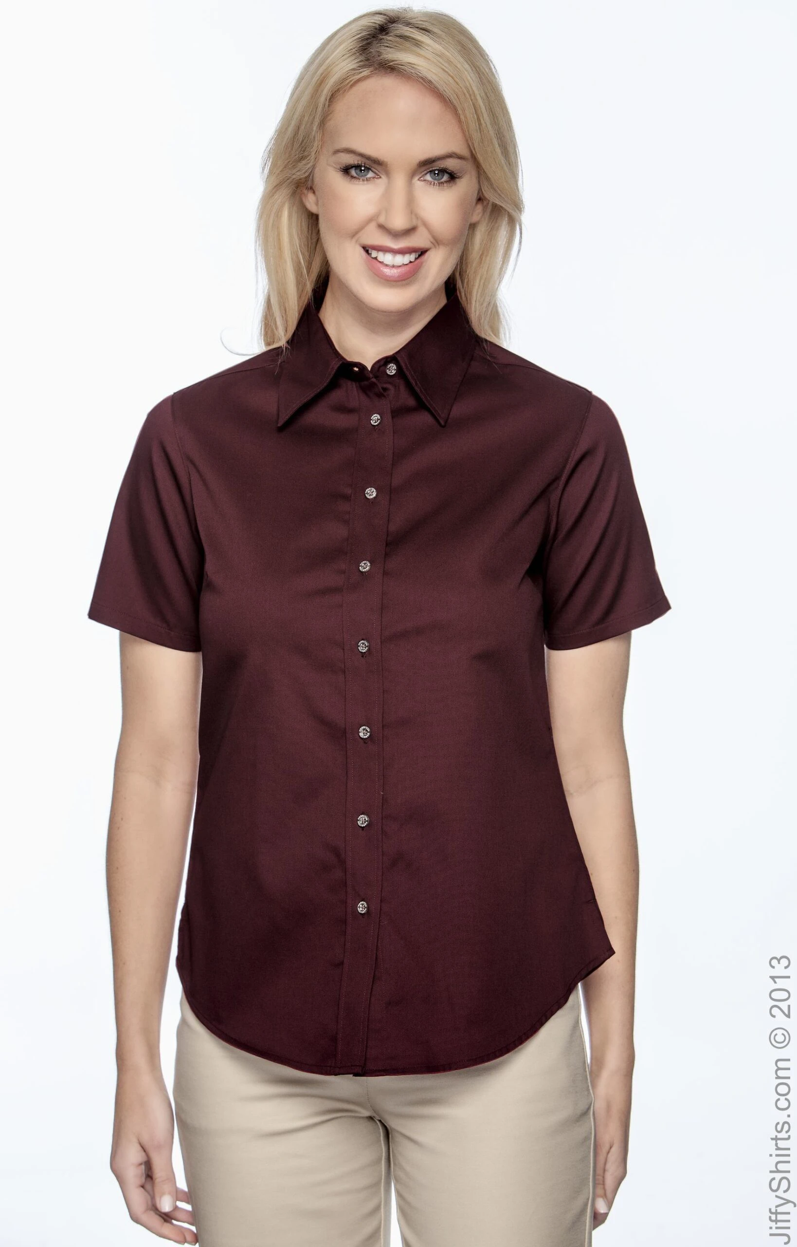 Ladies' Easy Blend™ Short-Sleeve Twill Shirt With Stain-Release 3 Ladies' Easy Blend™ Short-Sleeve Twill Shirt With Stain-Release