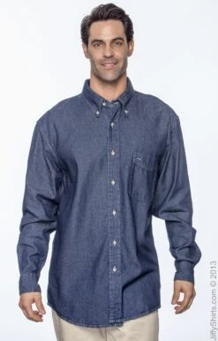 Men's 6.5 Oz. Long-Sleeve Denim Shirt -Jiffyshirts Sales Store 4AE4BBA58CEB79