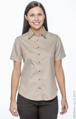 Ladies' Easy Blend™ Short-Sleeve Twill Shirt With Stain-Release 18 Ladies' Easy Blend™ Short-Sleeve Twill Shirt With Stain-Release -Jiffyshirts Sales Store 4BE6A55C09E5CD