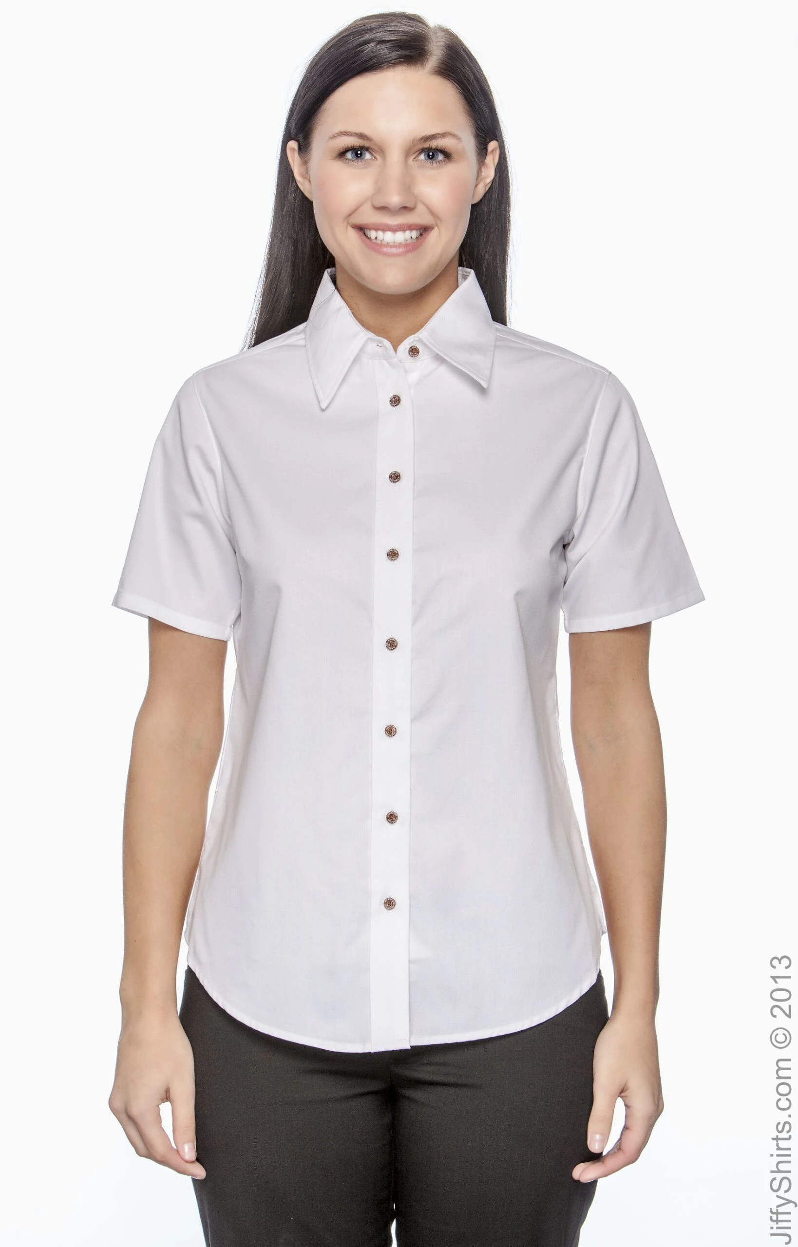 Ladies' Easy Blend™ Short-Sleeve Twill Shirt With Stain-Release 7 Ladies' Easy Blend™ Short-Sleeve Twill Shirt With Stain-Release - Image 5