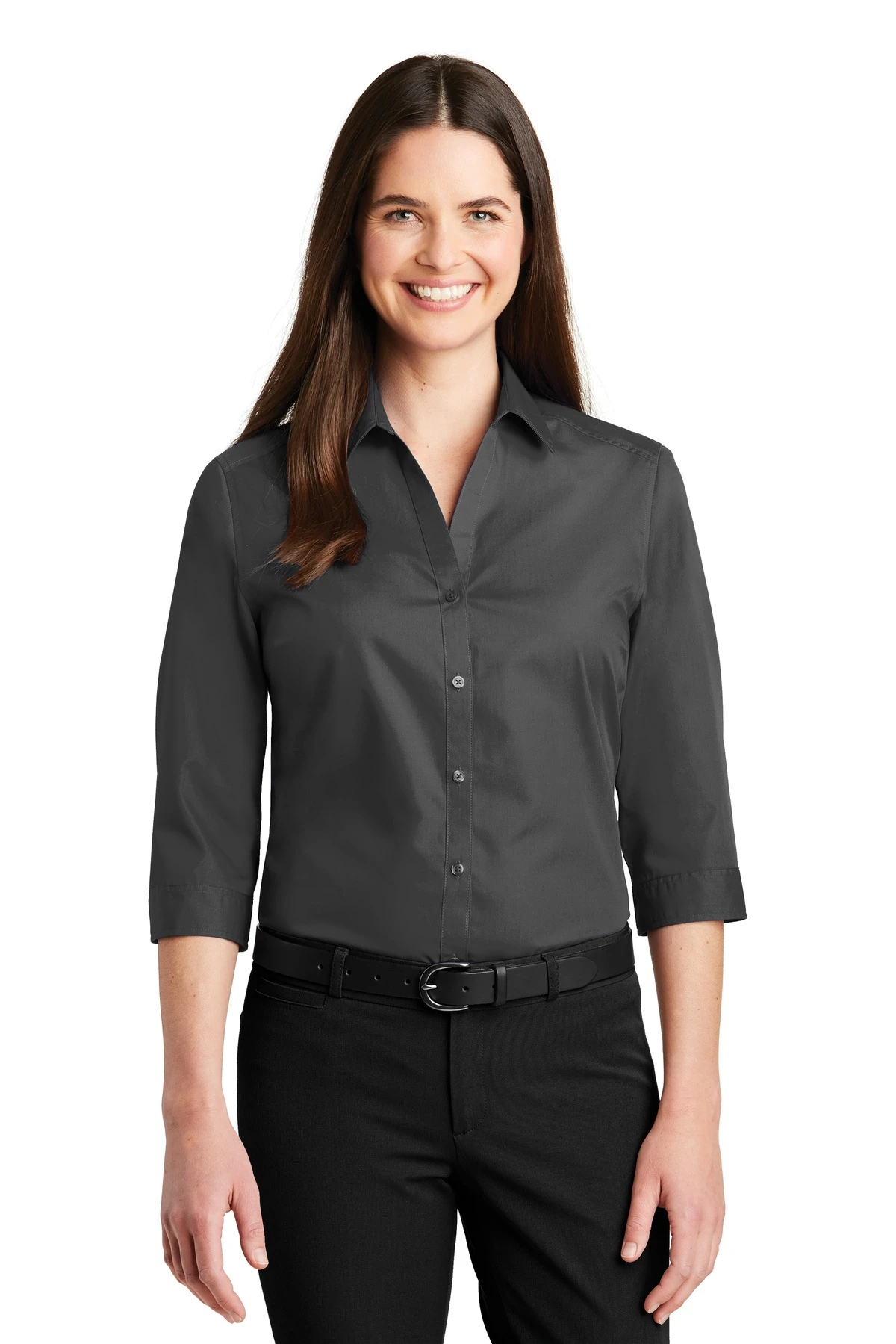 Ladies 3/4-Sleeve Carefree Poplin Shirt 8 Ladies 3/4-Sleeve Carefree Poplin Shirt - Image 6