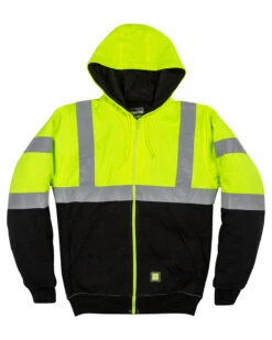 Men's Hi-Vis Class 3 Color Block Full-Zip Hooded Sweatshirt