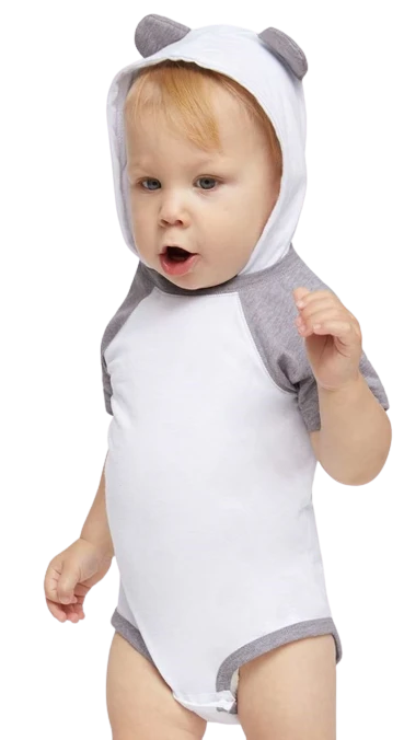 Fine Jersey Infant Short Sleeve Raglan Bodysuit With Hood & Ears 8 Fine Jersey Infant Short Sleeve Raglan Bodysuit With Hood & Ears - Image 6