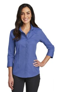 Ladies 3/4-Sleeve Nailhead Non-Iron Shirt 19 Ladies 3/4-Sleeve Nailhead Non-Iron Shirt -Jiffyshirts Sales Store 513a95a0800776