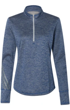 ADIDAS Ladies' 3-Stripes Heather Quarter-Zip 16 ADIDAS Ladies' 3-Stripes Heather Quarter-Zip -Jiffyshirts Sales Store 52aee163b46db6