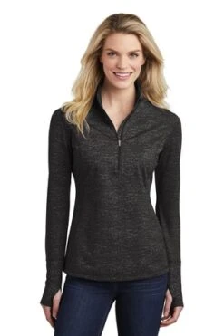 Ladies Sport-Wick Stretch Reflective Heather 1/2-Zip Pullover