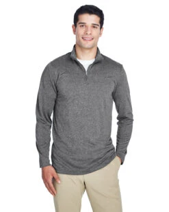 Men's Cool & Dry Heathered Performance Quarter-Zip -Jiffyshirts Sales Store 59342145586f2a