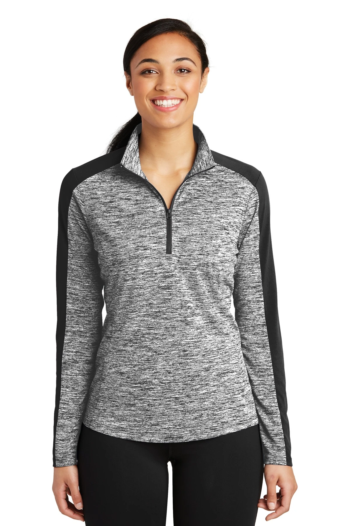 Ladies PosiCharge Electric Heather Colorblock 1/4-Zip Pullover 3 Ladies PosiCharge Electric Heather Colorblock 1/4-Zip Pullover