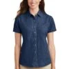 Ladies Short Sleeve Value Denim Shirt 1 Ladies Short Sleeve Value Denim Shirt -Jiffyshirts Sales Store 5bd4044c871869