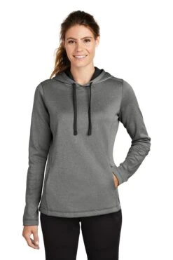 Ladies PosiCharge Sport-Wick Heather Fleece Hooded Pullover -Jiffyshirts Sales Store 5dd0acea33c315