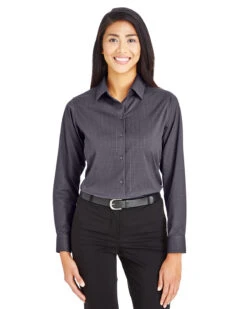 CrownLux Performance™ Ladies' Tonal Mini Check Shirt